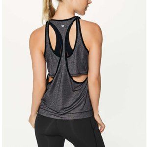 Lululemon Run The Day Tank Heathered Black/Black in Size 6